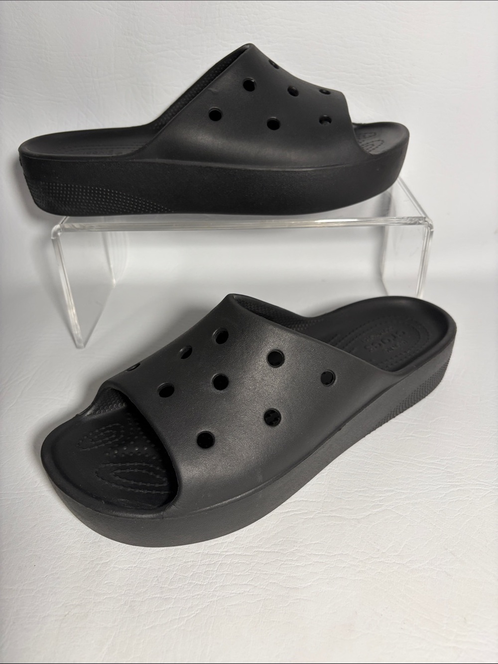 Crocs Women's Classic Platform Slides Black Size 8 US